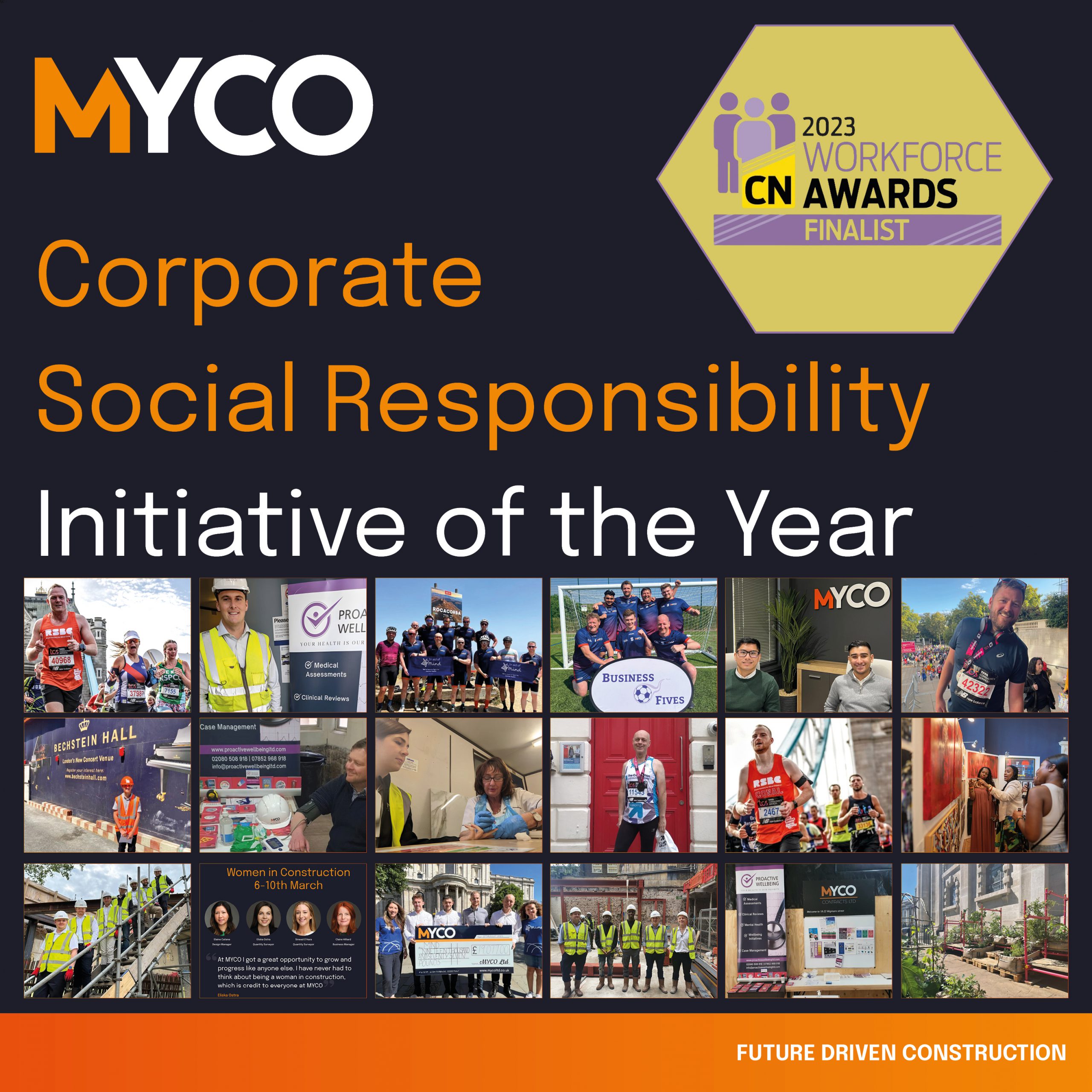 MYCO Shortlisted for the Corporate Social Responsibility Initiative of the Year at the Construction News Work Force Awards